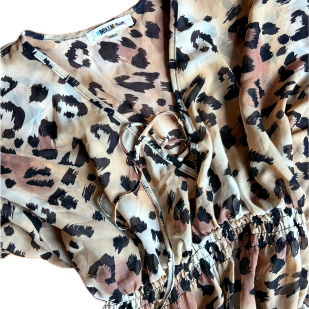 Leopard Print Dress with Lace-Up Detail